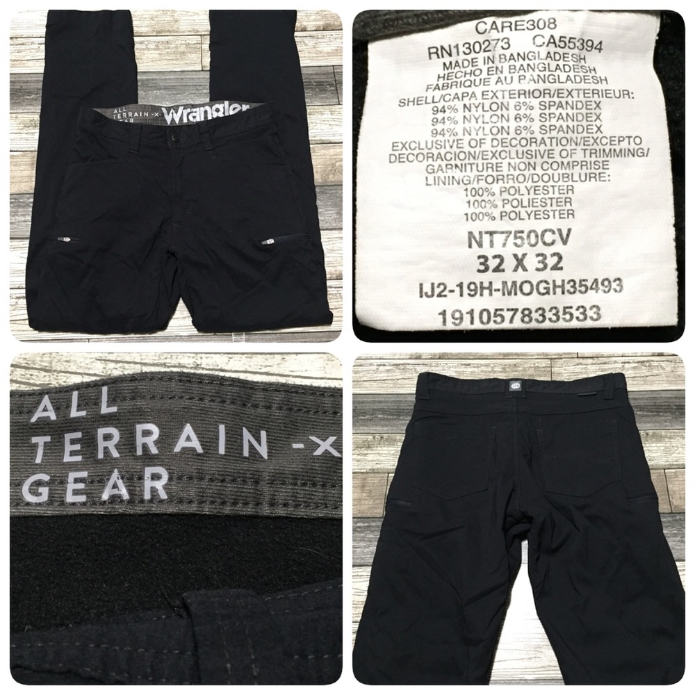 Wrangler All Terrian Cargo Fleece Lined Pants Men’s 32x32 Black Hiking Outdoors